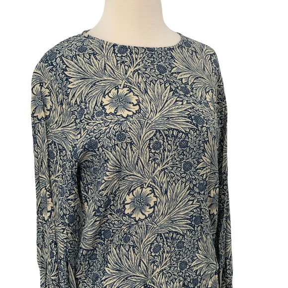 Morris & Co x H&M Long Sleeve Pullover Top Navy/Cream Floral Size 4 NWT - Picture 7 of 10